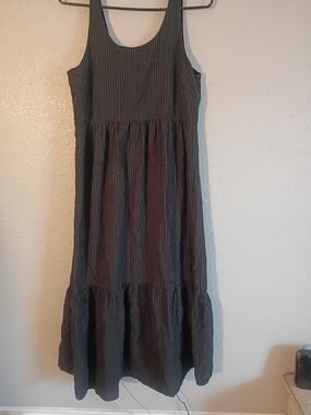 J. Jill Black and Gray Striped Maxi Dress